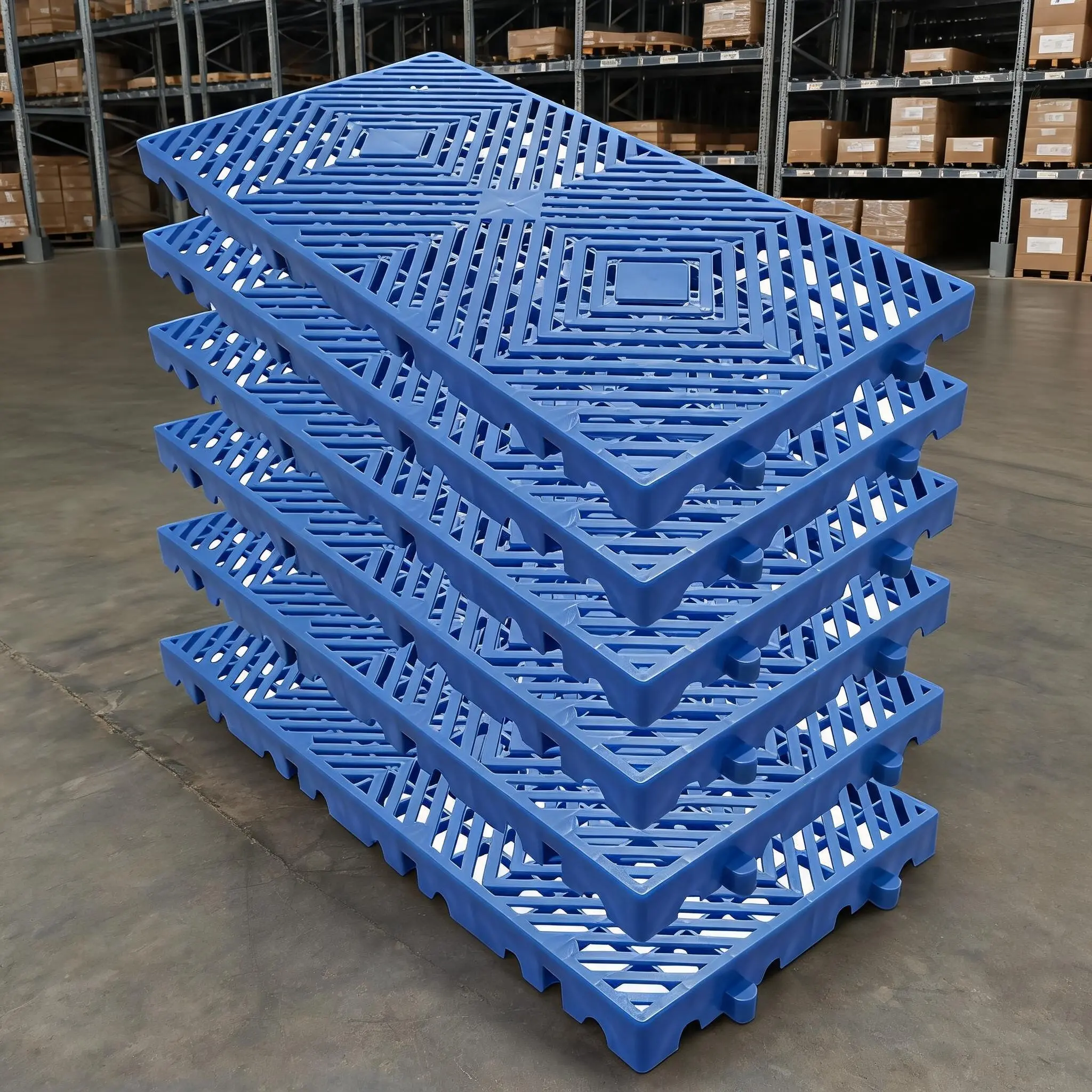 23.6 x 11.8 x 1.18 Inch HDPE Ventilated Floor Tiles, Interlocking Storage Deck, 6-Pack Black, 12-Pack Blue