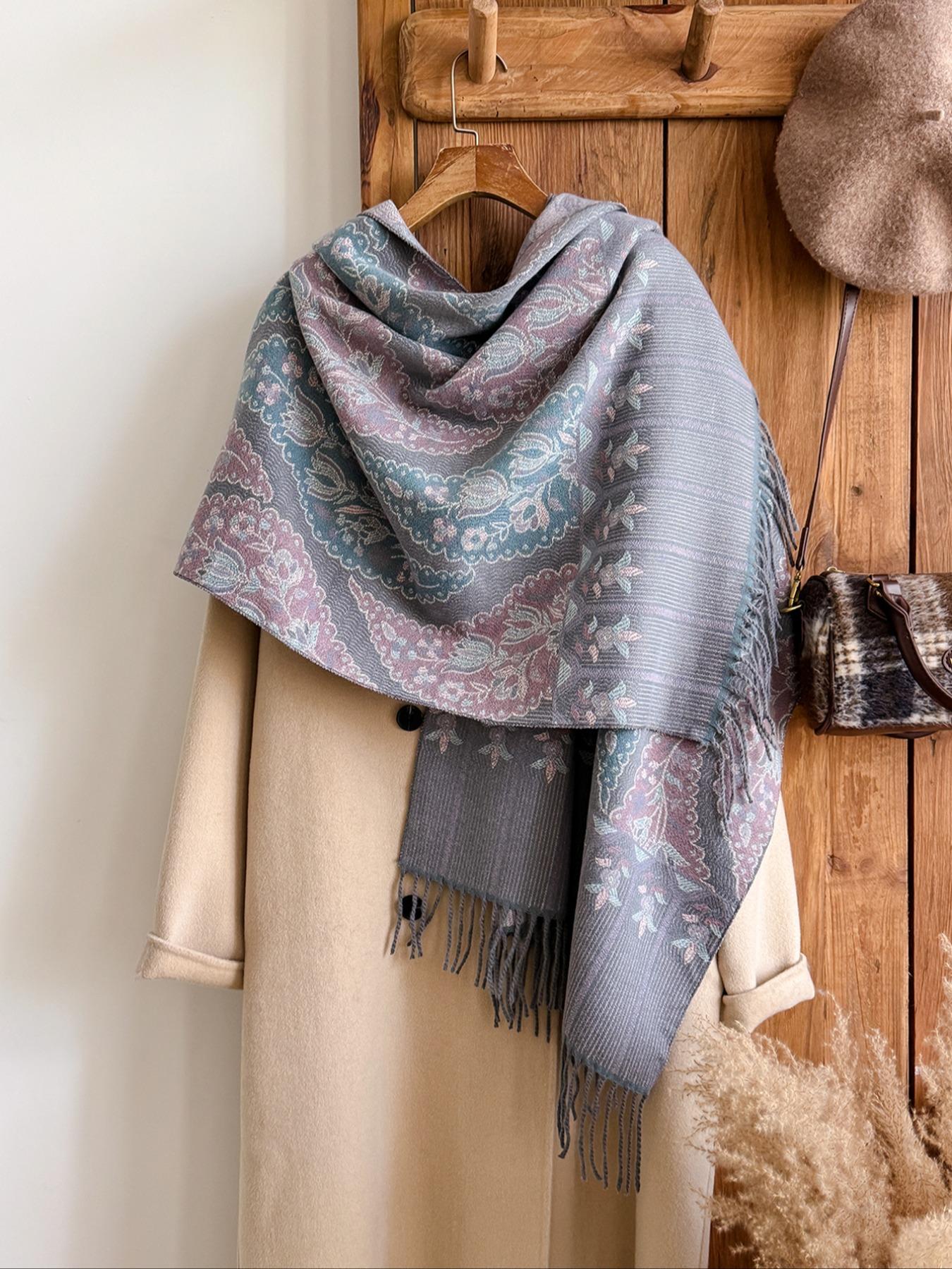 Cozy Ethnic Print Boho Style Scarf for Fall & Winter, Soft Woven Shawl for Men Women Daily Wear, Casual Fashion Accessory