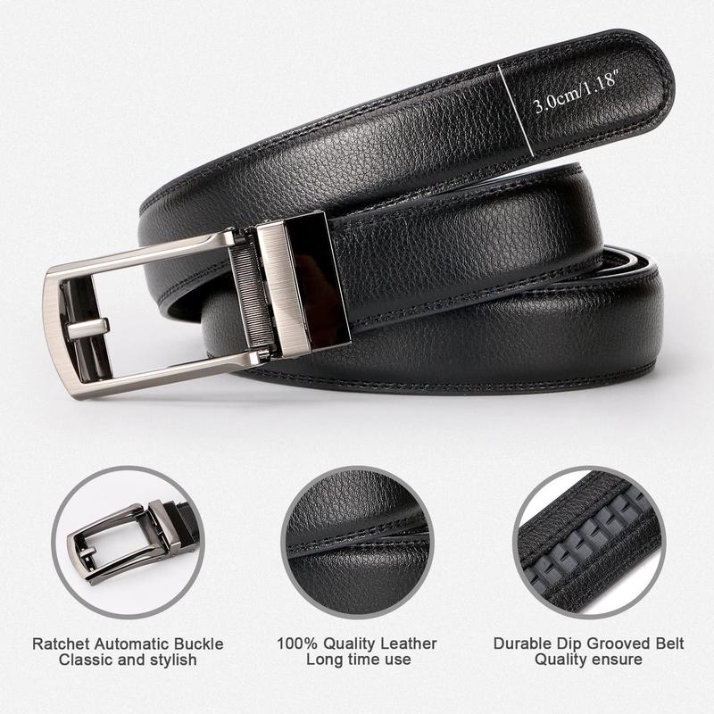 2-Pack Genuine Leather Ratchet Belts For Men Adjustable Belt Men's Dress Belt With Alloy Automatic Buckle 2-Pack Genuine Leather Ratchet Belts For Men Adjustable Belt Men's Dress Belt With Alloy Automatic Buckle