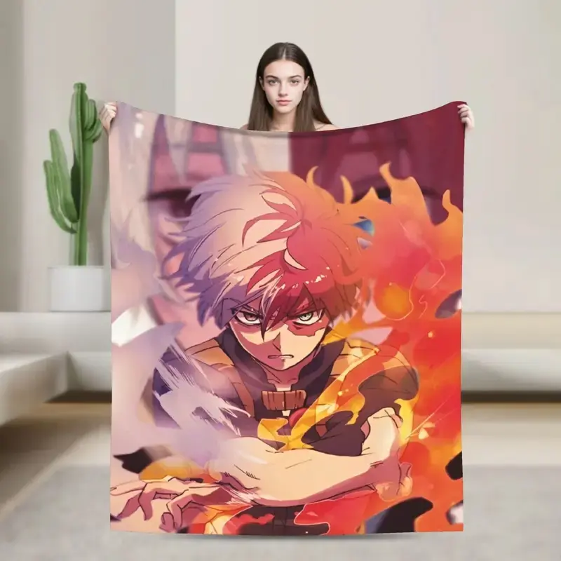 Shoto Knitted Blankets Japanese Anime Fuzzy Throw Blanket Bed Sofa Decoration Lightweight Bedspreads,Versatile Plush Warm Blanket, Portable Soft Throw for Bedroom Office Trip Outdoor, Ideal Present for Family Friends All Holiday Occasions