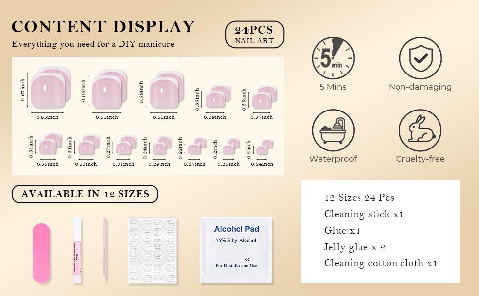White French Tips Press on Toenails Short Square, Acrylic Designs Toe Nails Press ons Set, Artificial Perfectly Fit False Toenails for Women with Glue/Sticker On Toenails, Fake Toes nail Kit