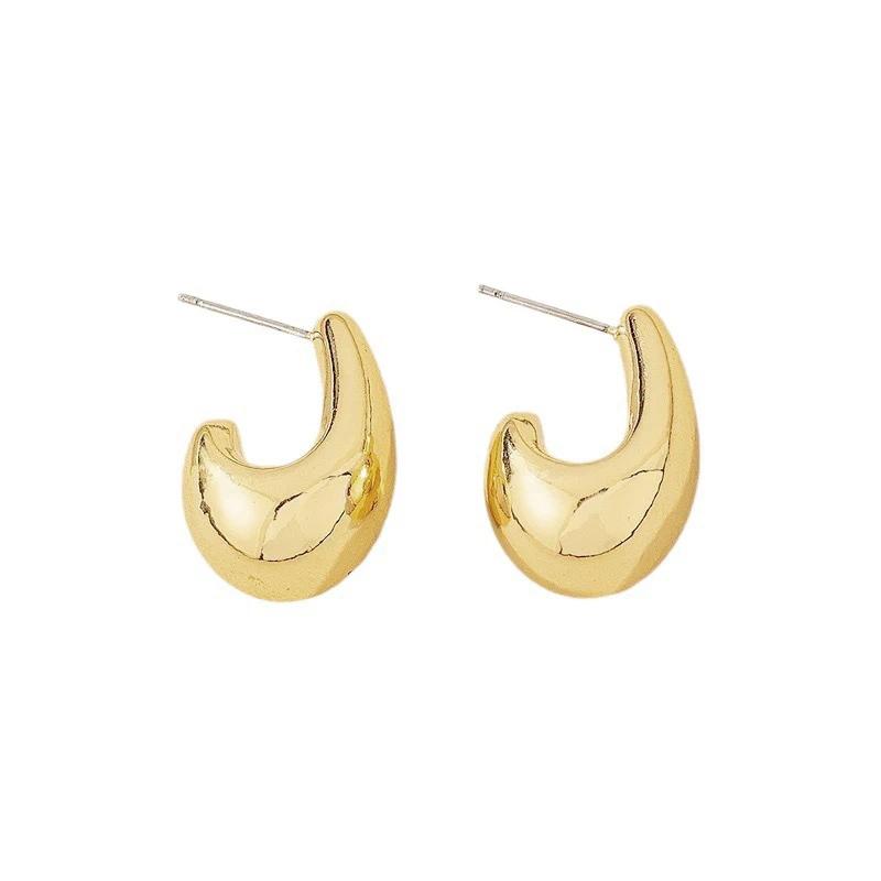 Small Water Droplets CCB Gold Color Smooth Stud Earrings for Women Exaggerate Punk Geometry Jewelry Accessories Girlfriend Gift