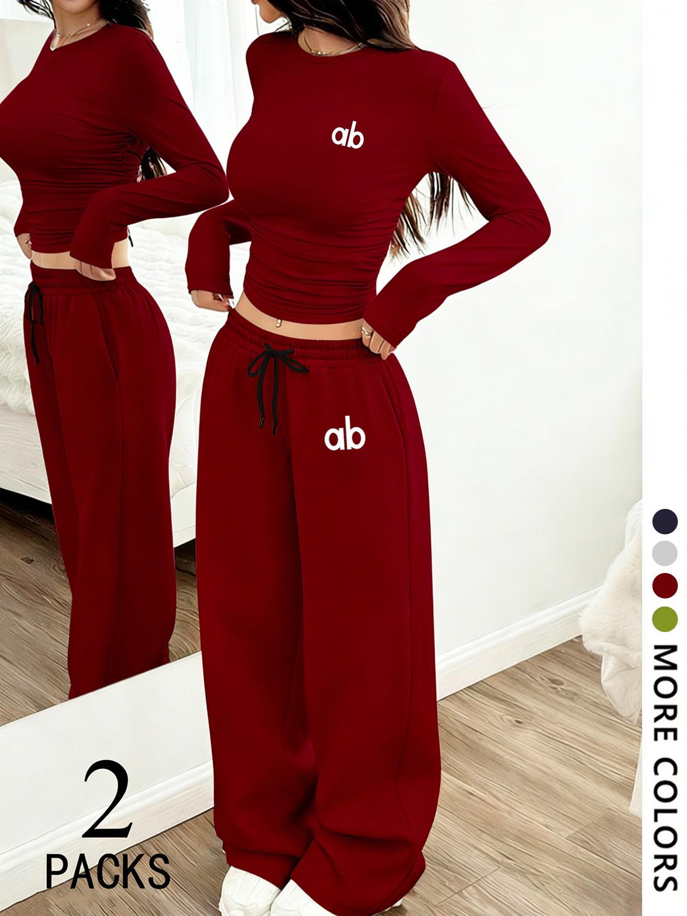 Women's Two-Piece Set, Casual Loose-Fitting Long Sleeve Top & Straight Leg Pants, Comfortable Fabric, Perfect for Daily Wear, Travel, Shopping, Sleep