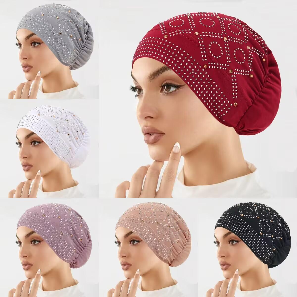 Women's Fashionable Encrusted Headscarf Hat, Retro Style Chemo Cap, Comfortable & Stylish Hair Accessory for Women