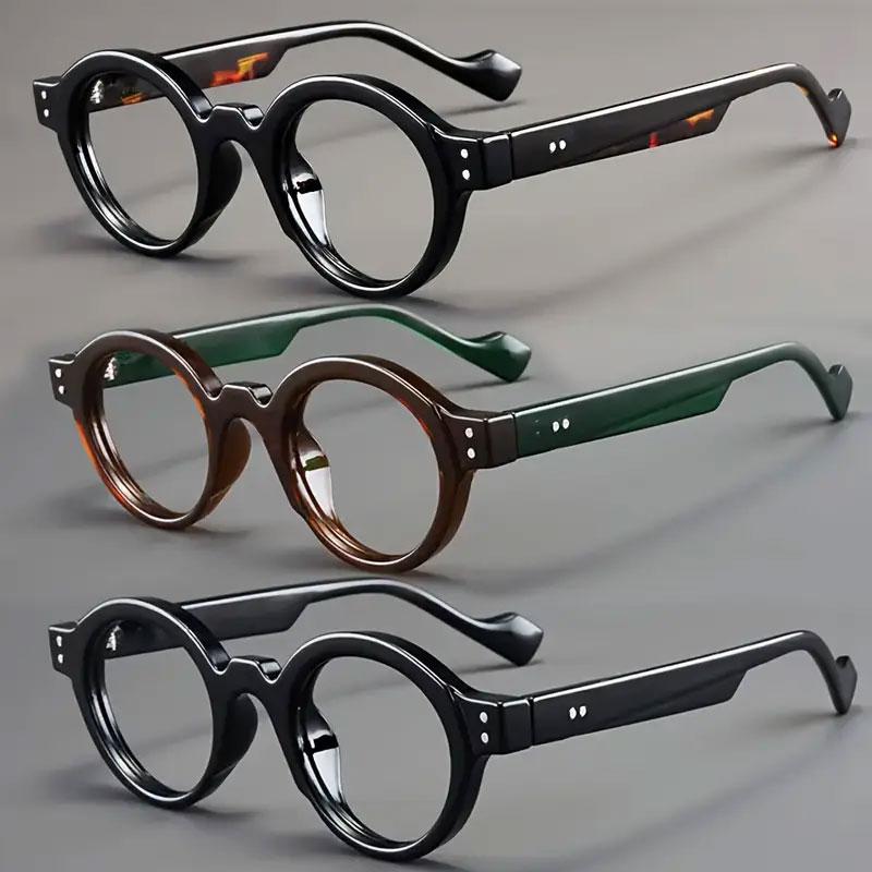 3PCS men's and women's classic retro round rice nail trendy high-definition reading glasses, Reading eyeglasses - PC material,+1.0 to+4.0 degrees, lightweight and durable