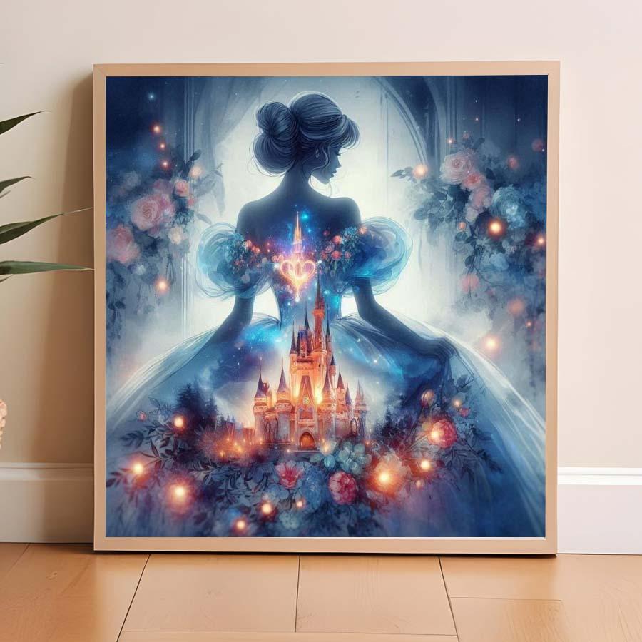 1pcs 5D DIY diamond painting kit, 5D diamond art set, DIY decoration, castle, flowers, light spots diamond painting kit full round drill DIY, mosaic, diamond art, DIY art home decor, suitable for Halloween and Christmas, Diamond Art Tools, Handicraft