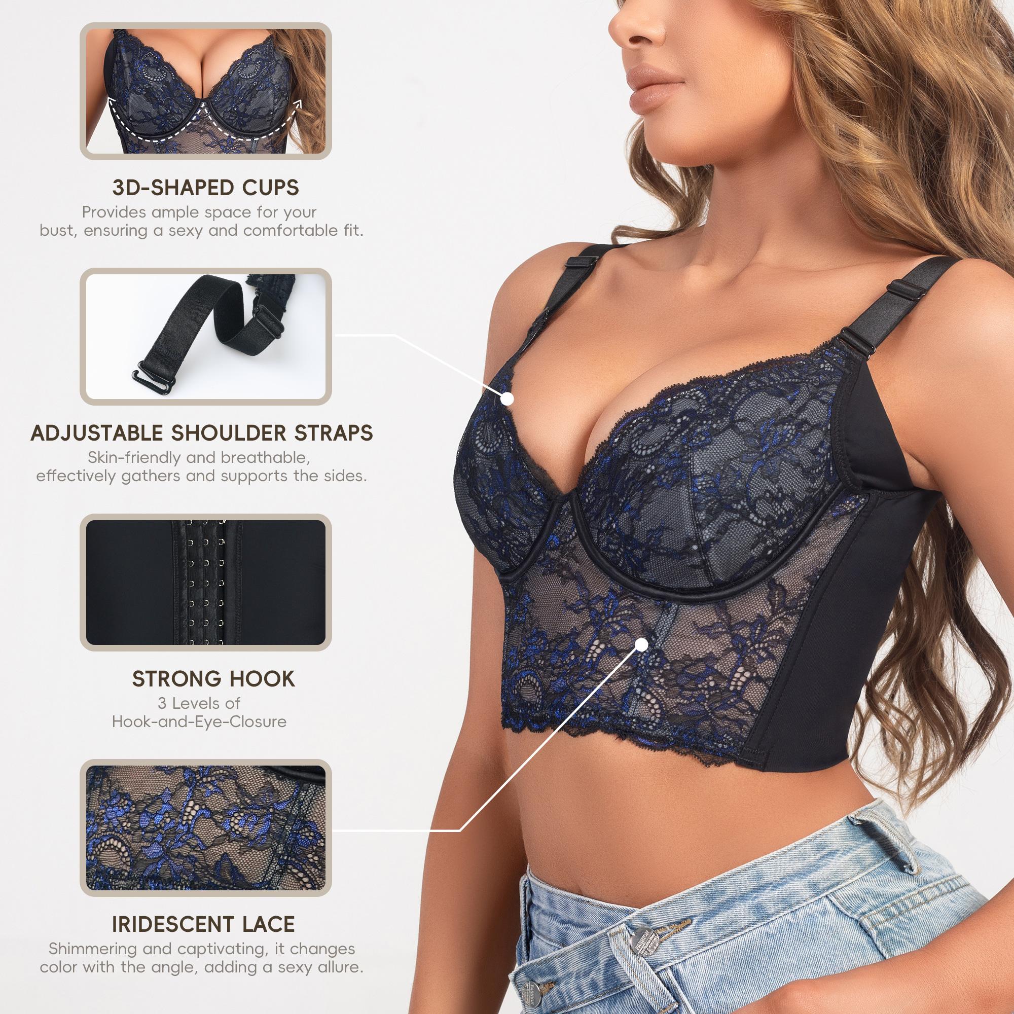 QOU Sexy Lace Bra, Push Up Bra, Plus Size Deep V Neck Bustier Corset Top for Women, summer outfits, Blue Undergarment Shaping Lacy Fashion Shapewear, Bottom Comfortable minimizer bra, Basic Womenswear, Underwire Minimalist bras plus size bra pack QOU Sexy Lace Bra, Push Up Bra, Plus Size Deep V Neck Bustier Corset Top for Women, summer outfits, Blue Undergarment Shaping Lacy Fashion Shapewear, Bottom Comfortable minimizer bra, Basic Womenswear, Underwire Minimalist bras plus size bra pack