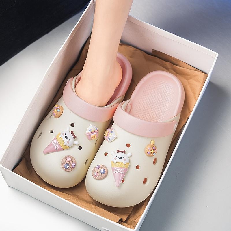 Summer Ice Cream Cookie Beach Sandals, Casual Eva Material, Less Than Ankle Height, All Seasons Wear, Solid Pattern, Comfortable Footwear
