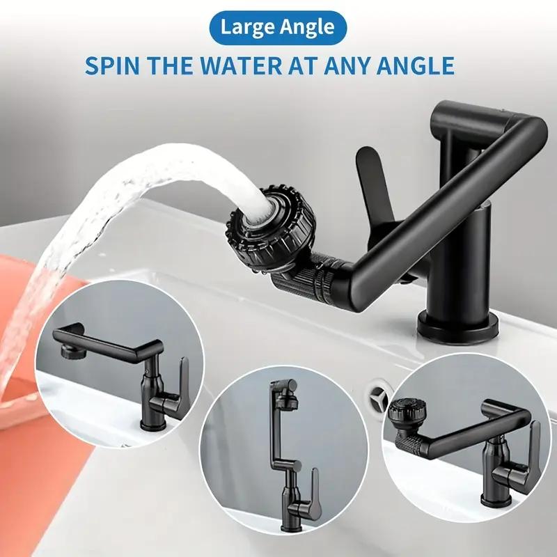 1080° Swivel Kitchen Sink Faucet Bathroom Faucet Mixer Deck Mount Splash Resistant Shower Faucet