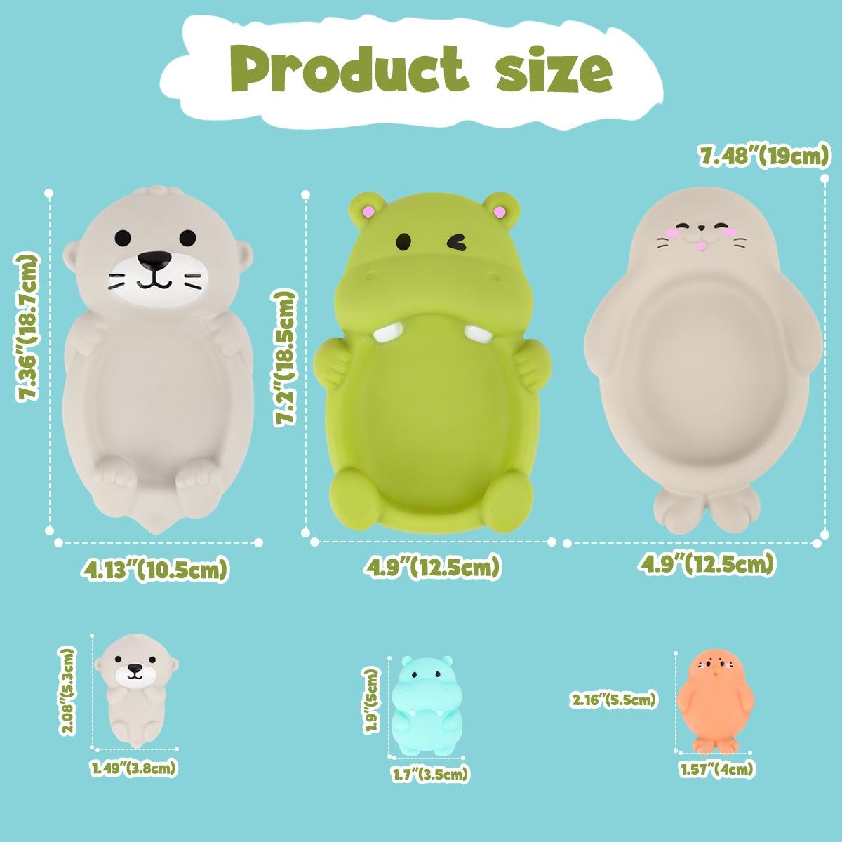 Floating Animal Hippo Toy Seal Toy Sealed Float Play Water Bathing Set, Baby Shower Bathtub Toys, Safe Non-Toxic Material