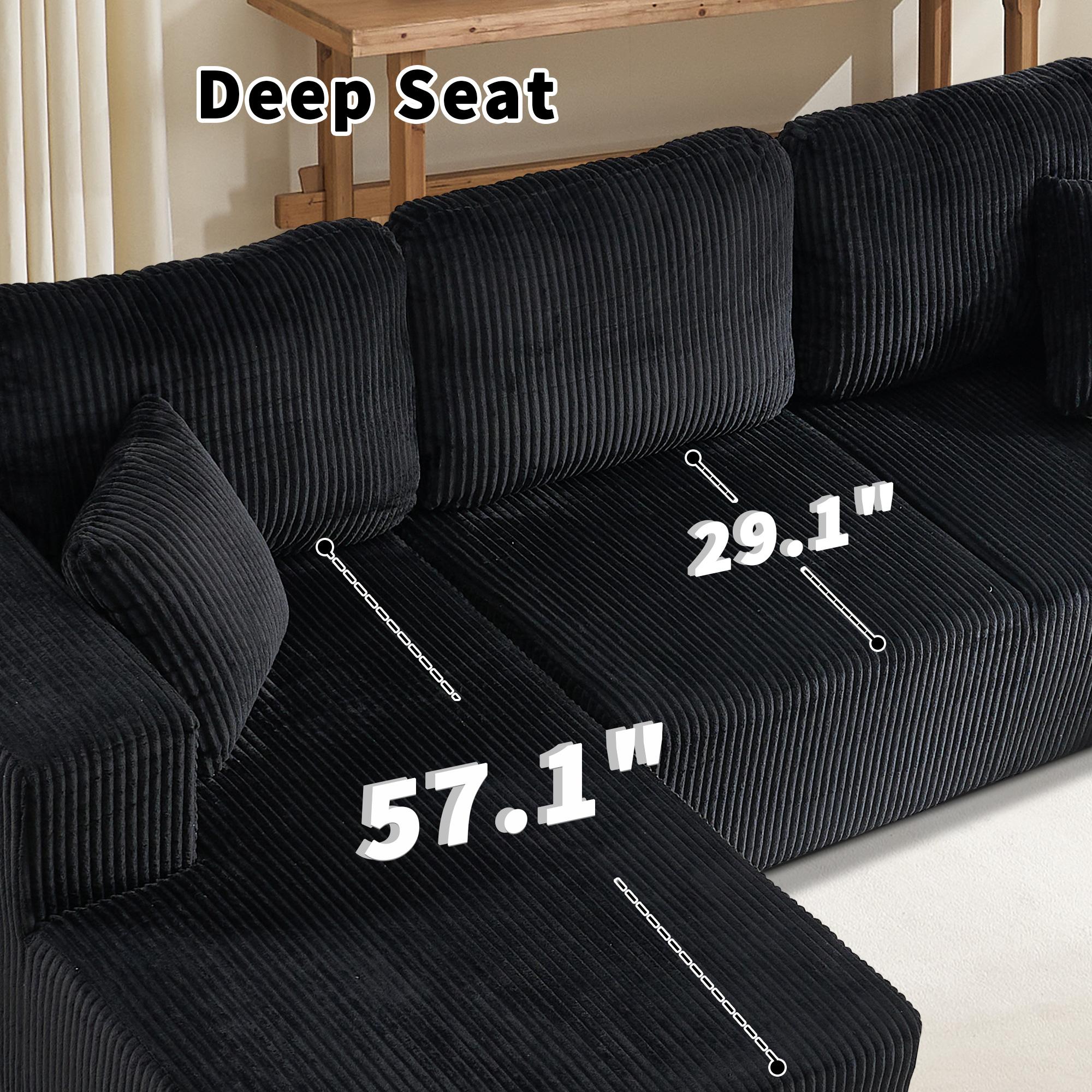 [HolidayHaul][2 Packages Shipping] Boneless Memory Foam Sectional Sofa, Corduroy Sectional Couches for Living Room, Oversized Comfy Modular Compression Cloud Sleeper Sofa with Deep Seat, No Assembly Required