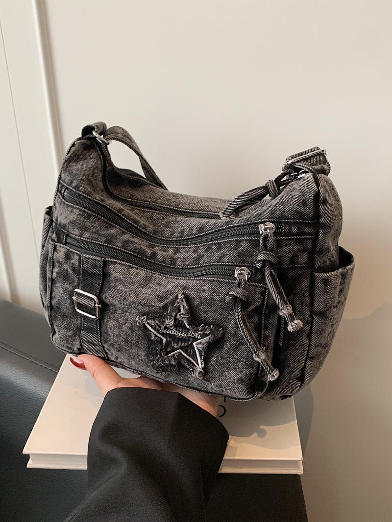 Trendy Fashion Smooth Zipper Multi-Pocket Bag, Shoulder Crossbody Backpack, Elegant Commuter Bag for Daily Use, Office Commute, Stylish Accessory