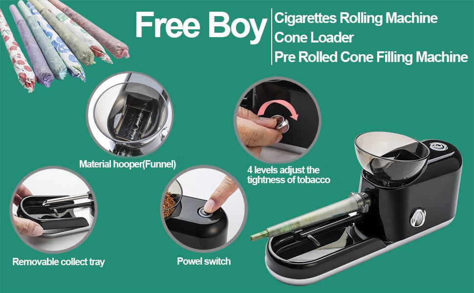 CAPTAIN  Electric Cones Rollling Machine  Filling Maker,1 Stirring Rod, 1 Brush(King Size, Black-Lines)