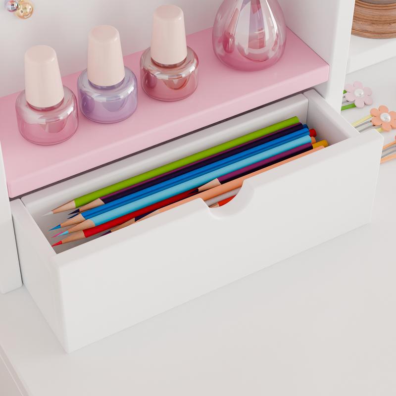 Kids Vanity Table and Chair Set – Princess Girls Vanity Set with Mirror, Lights, Jewelry Storage, and Cushioned Stool, Toddler Makeup Vanity for Little Girls Kids Vanity Table and Chair Set – Princess Girls Vanity Set with Mirror, Lights, Jewelry Storage, and Cushioned Stool, Toddler Makeup Vanity for Little Girls