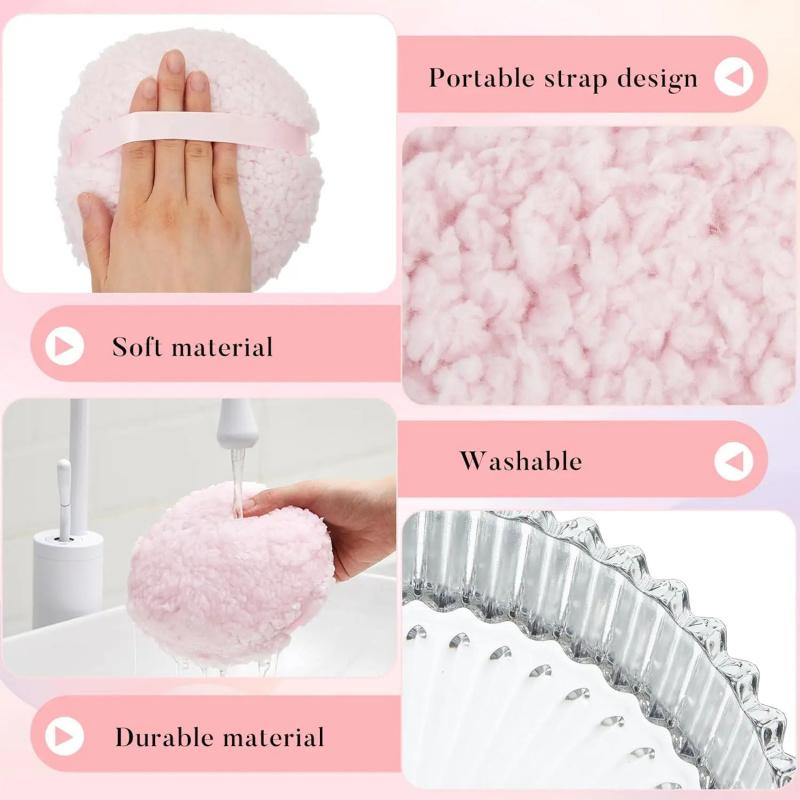 Extra Large Dusting Powder Puff and Container,6-Inch Oversized Dusting Powder Puff for Baby and Women Suitable for glitter face and body powder, suitable for both dry and wet use.