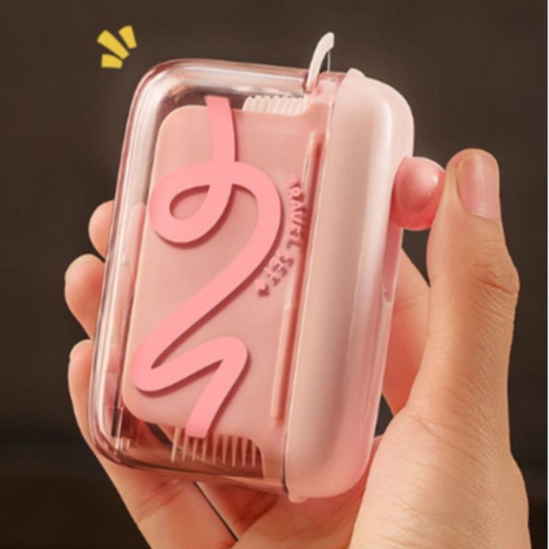 High-Style Dopamine Floss Box, Automatic Pop-Up Portable Floss Holder, Ultra-Fine Floss Stick Storage, Transparent, Travel-Friendly