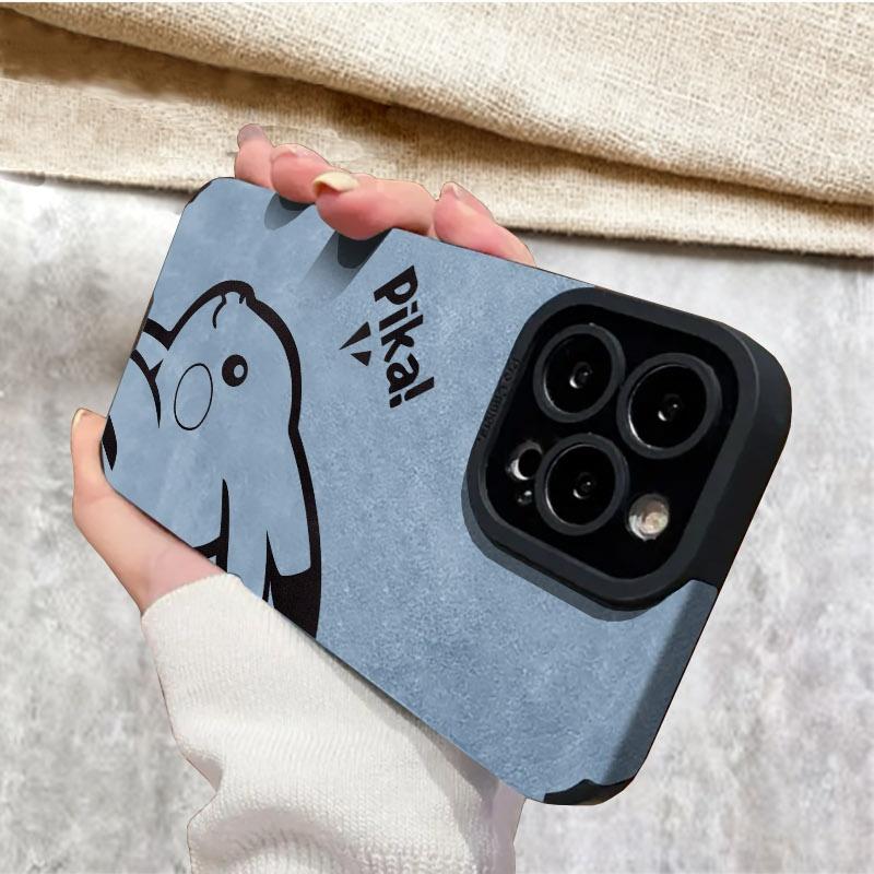 Pikachu - Themed Phone Case, Multiple Colors & Specifications Available, Stylish Protective Cover for Phones, Perfect for Pokémon Fans, Offers Excellent Protection, Simplified Black - White Pikachu Design with "Pika!" Text