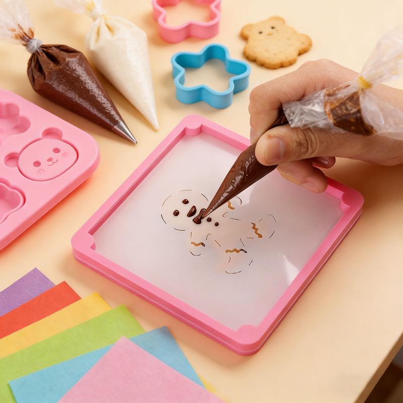 2/4set Kitchen Baking Gadget Cookie Stencil Holder Decorating Frame Tool for Cookies