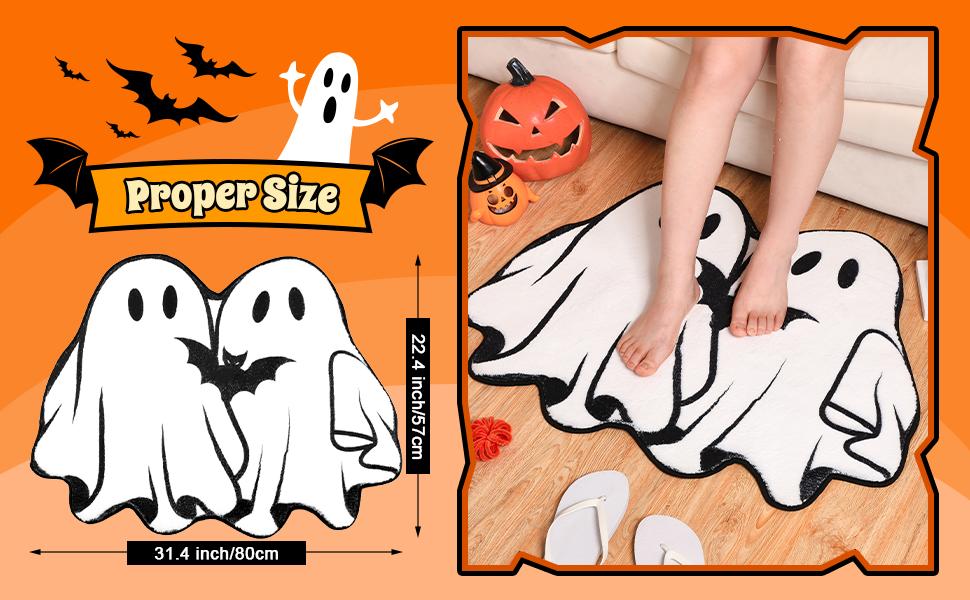 Halloween Kitchen Mat Ghost Rug Welcome Door Mat Halloween Decor Ghost Decor Non Slip Mat for Kitchen Bathroom Home Door Bedroom, Halloween Party Decorations