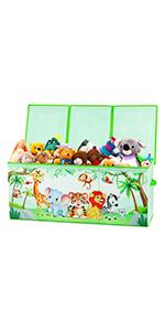 Unicorn Extra Large Toy Box Chest with Flip Lid for Kids, Collapsible Oxford Toy Storage Box with Handles Mesh Pockets, Sturdy Waterproof Toy Box for Bedroom Playroom, 37.7×12.5×15.7 Inch