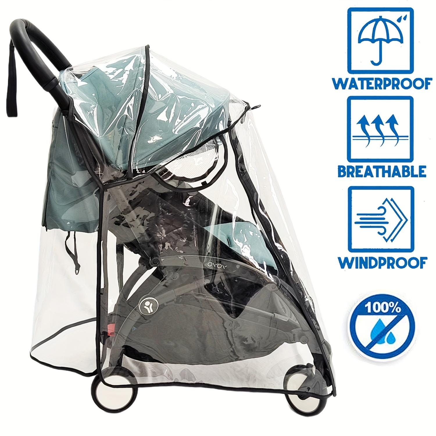 All-Weather Stroller Rain Cover with Zipper - Windproof, Cold & Splash-Resistant, Transparent EVA Material, Easy Installation, Full Coverage Push Car Canopy for Safe Travel