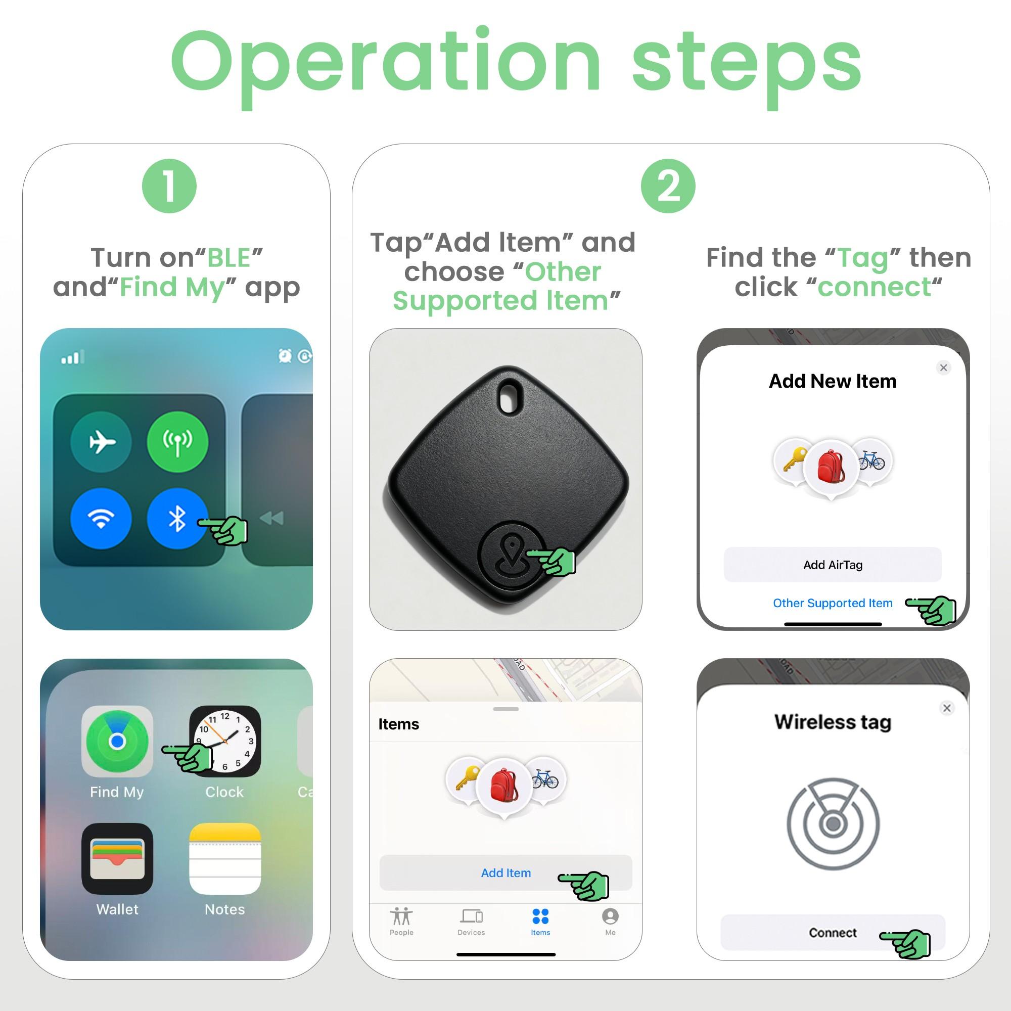 Air Trackers 4-Pack for iOS Find My Only, 1-Year Battery Life, Replaceable Battery, Key Finder, Item Locator Smart Tag for Keys, Bag, Luggage, Bicycle, Wallets and More