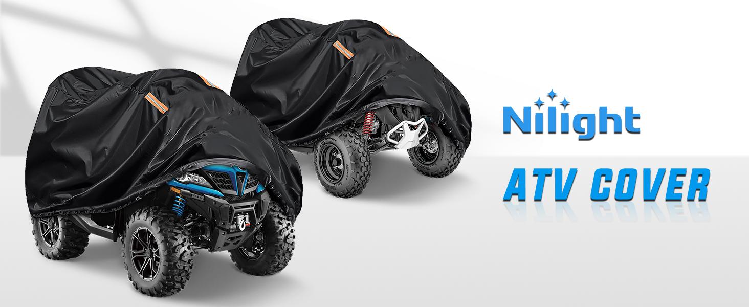 Nilight ATV Cover Waterproof 420D Heavy Duty Ripstop Material Black Protects 4 Wheeler from Snow Rain All Season All Weather UV Protection Fits up to 82"(82'' Lx47''W x 45''H) Vehicle Motorbike  dealsforyoudays