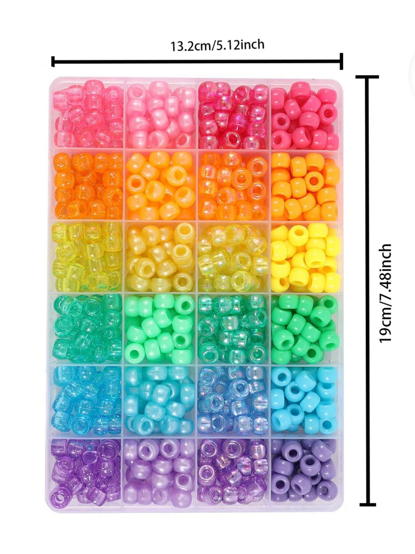 720pcs 24 Colors Pony Beads for Jewelry Making, Braided Hair Beads, Bracelet Kit, DIY Bracelets, Keychains, Fashion Gifts