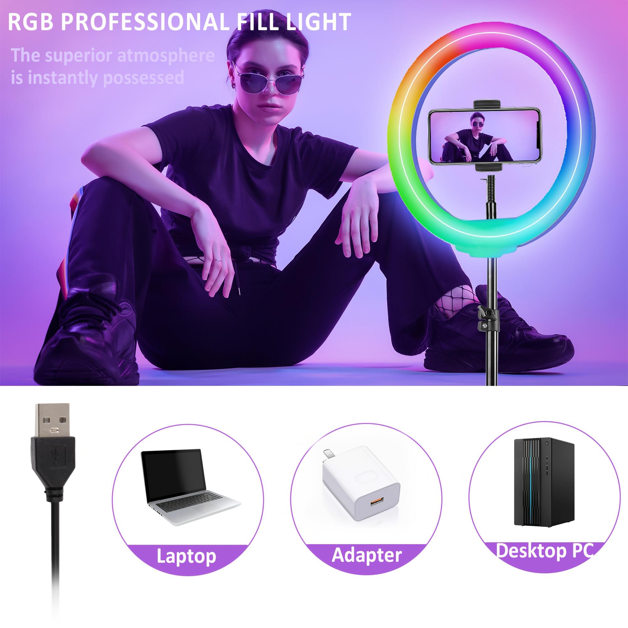 12" RGB Ring Light with Tripod Stand, Tripod for Phone with Light Adjustable 43.3" 110cm Height Floor & 360° Lighting, Video Light Tripod Stand Phone Mount for Photo iPhone Content Creation TikTok YouTube#springbreak