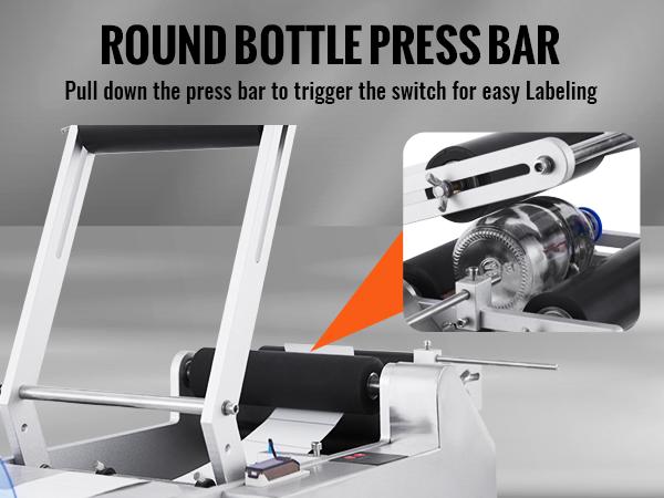 【Summerfinds】VEVOR Semi-Automatic Round Labeling Machine, 20-50pcs/min, Electric Bottle Label Applicator for Round Bottles, Round Bottle Labeler Suitable for Bottle Diameter 0.78-4.72 inches (with Pressing Bar)