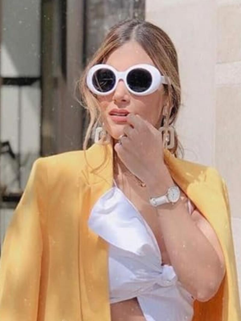 FEISEDY White Clout Goggles Sunglasses Women Men Retro Oval Sunglasses Girls Boys Sunglasses B2253