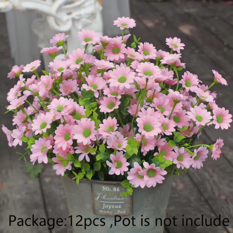 12 Bouquets Artificial Daisies, UV Resistant Plastic Faux Flowers, Decorative Fake Flowers for Indoor and Outdoor Use, Fake Floral Decor for Window Box, Garden Pots #GLOBAL PICKS
