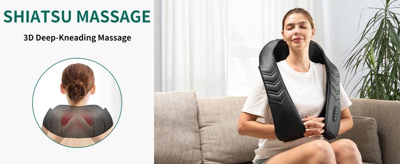 MASGRE 3D Neck & Back Massager with Soothing Heat – Deep Kneading Pillow for Shoulders, Legs, Home, Office & Car Relaxation Gift Adjustable