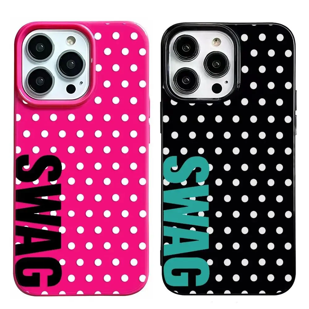 Swag Title Couple Style Polka Dot Jelly Phone Case for iPhone 17 AIR 16 15 14 13 12 11 PRO MAX MINI XSMAX XR 7 8 PLUS Y2K Cover