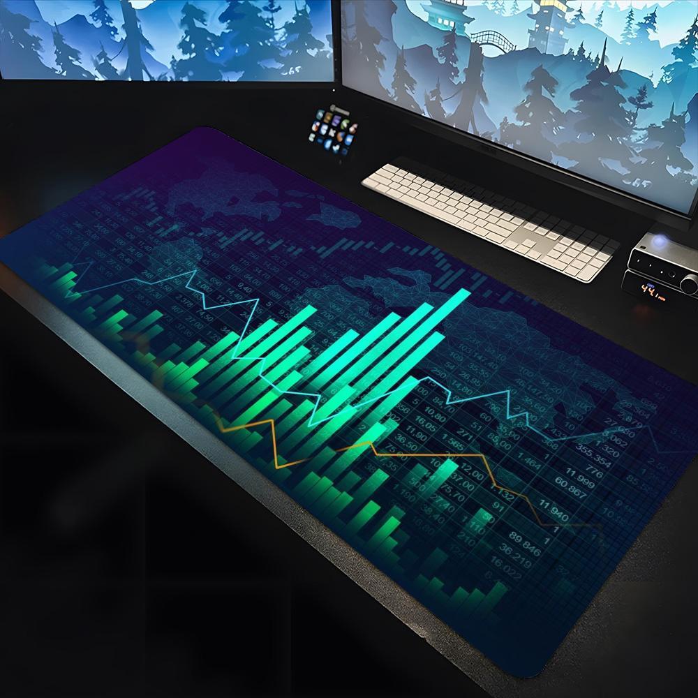 Stock Market Candle Chart Kawaii  Mouse Pad large keyboard mouse desk pad non-slip rubber gaming mouse pad laptop carpet 600x300