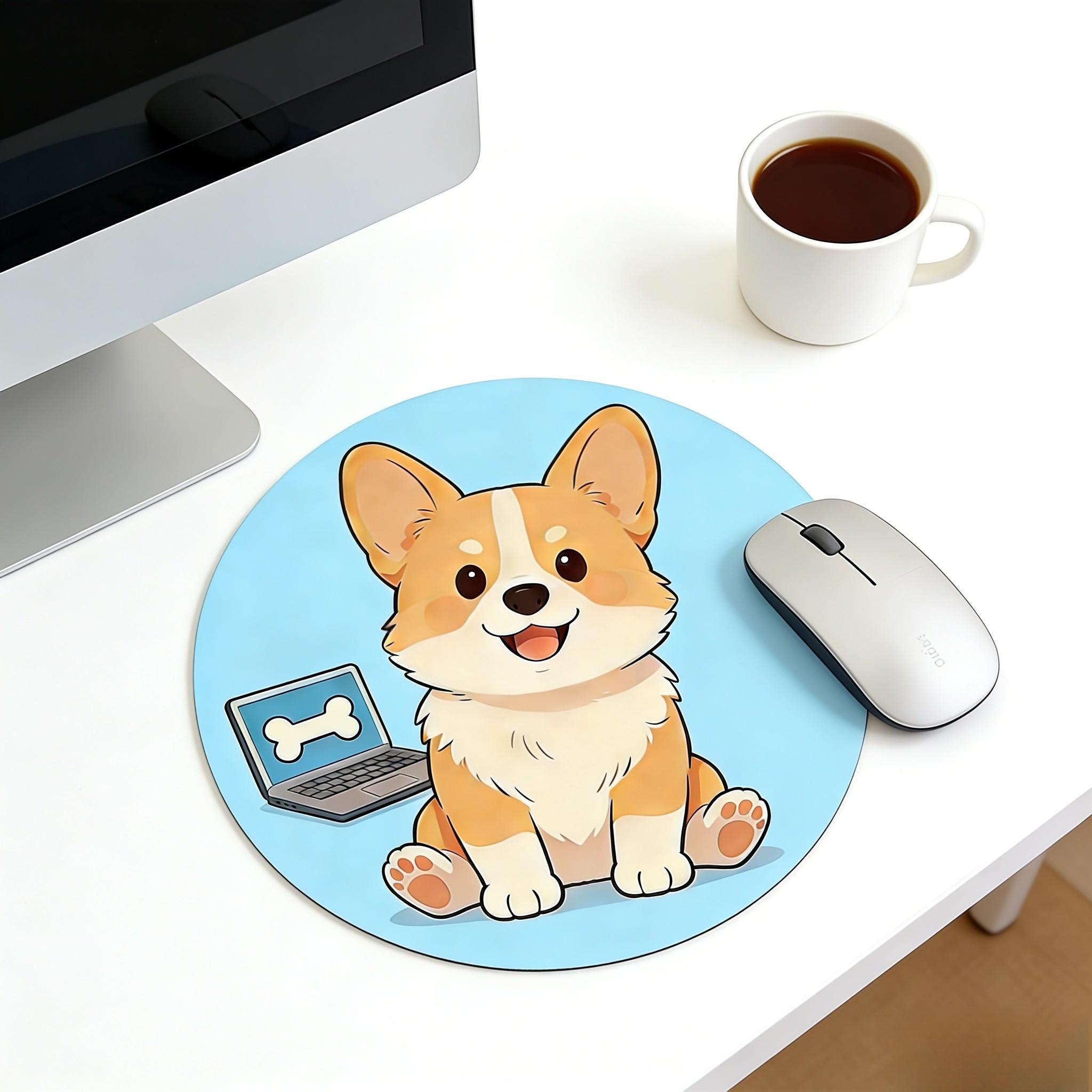 Fashionable Cartoon Round Mouse Pad, Anti-Slip Rubber Base, Gaming & Office Use, 7.87 Inch, Ideal Gift for Girls & Women