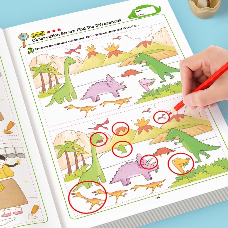 1/2 book Hidden Differences Activity Book, Preschool Learning Book, including 32 interactive observation games and memory practice books, Attention and concentration training, Find differences