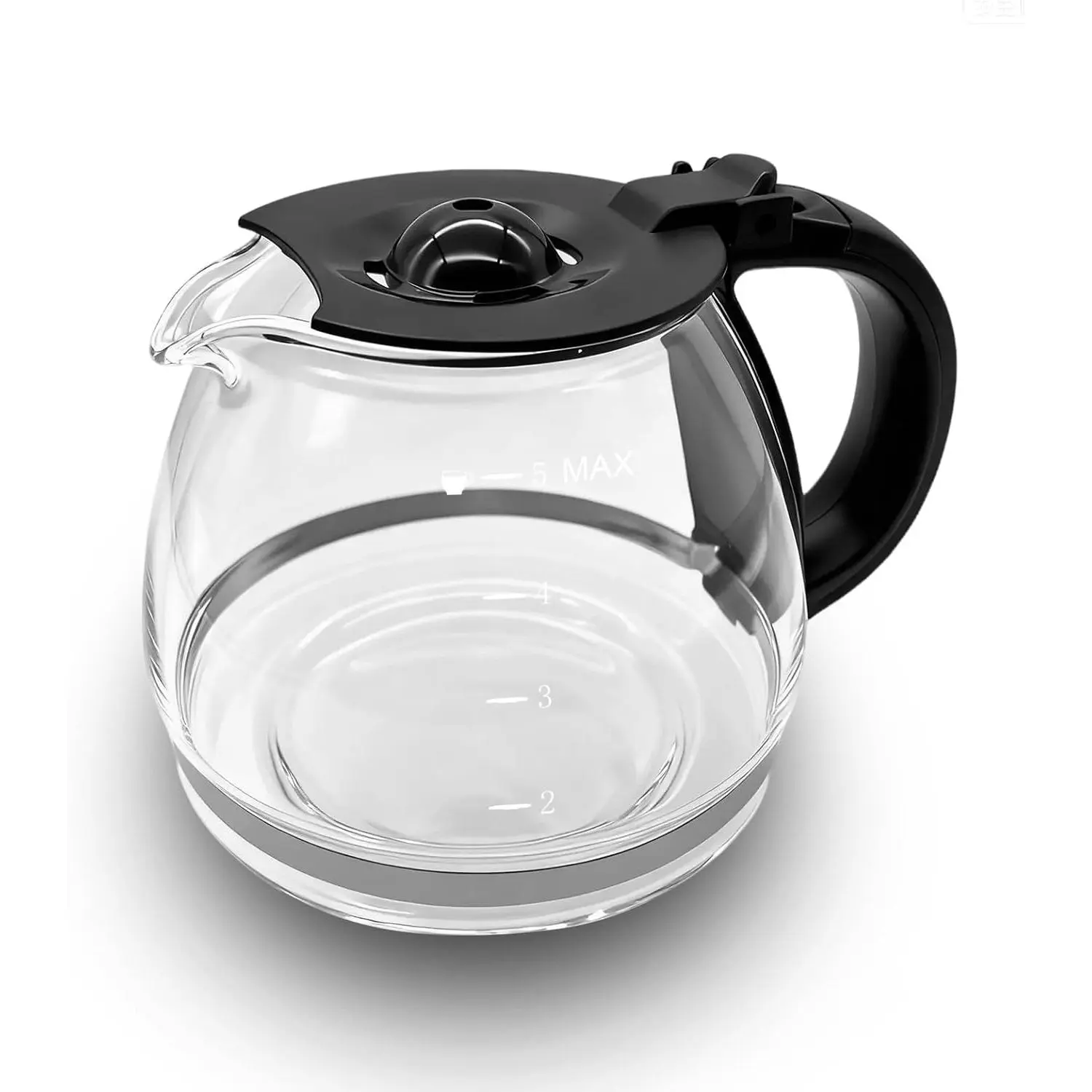 5 Cup Replacement Coffee Carafe, Fits Mr Coffee 5-cups Coffee Machines Model BVMC-PC05BL2, BVMC-SC05BL, Compatible with GCM3510 5cups Coffee Maker, Black handle