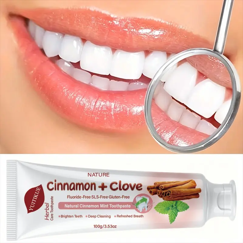 Yuitikue Cinnamon Clove Herbal Toothpaste, Fluoride-Free, Sls-Free, Gentle Deep Cleaning, Fresh Breath, Suitable for Sensitive Teeth, Sensitive Teeth Formula, 100g