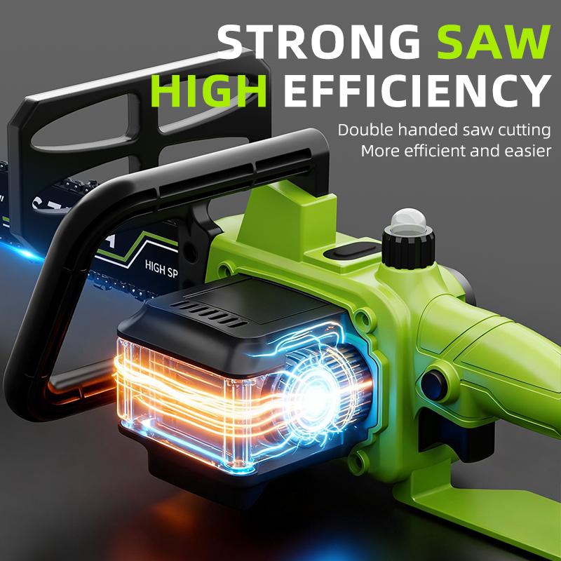 12-inch cordless electric chain saw, equipped with 2 batteries, is a portable handheld small woodworking chain saw that can be used for pruning, gardening and camping - suitable for middle-aged people and men - and is an excellent gift for festivals.