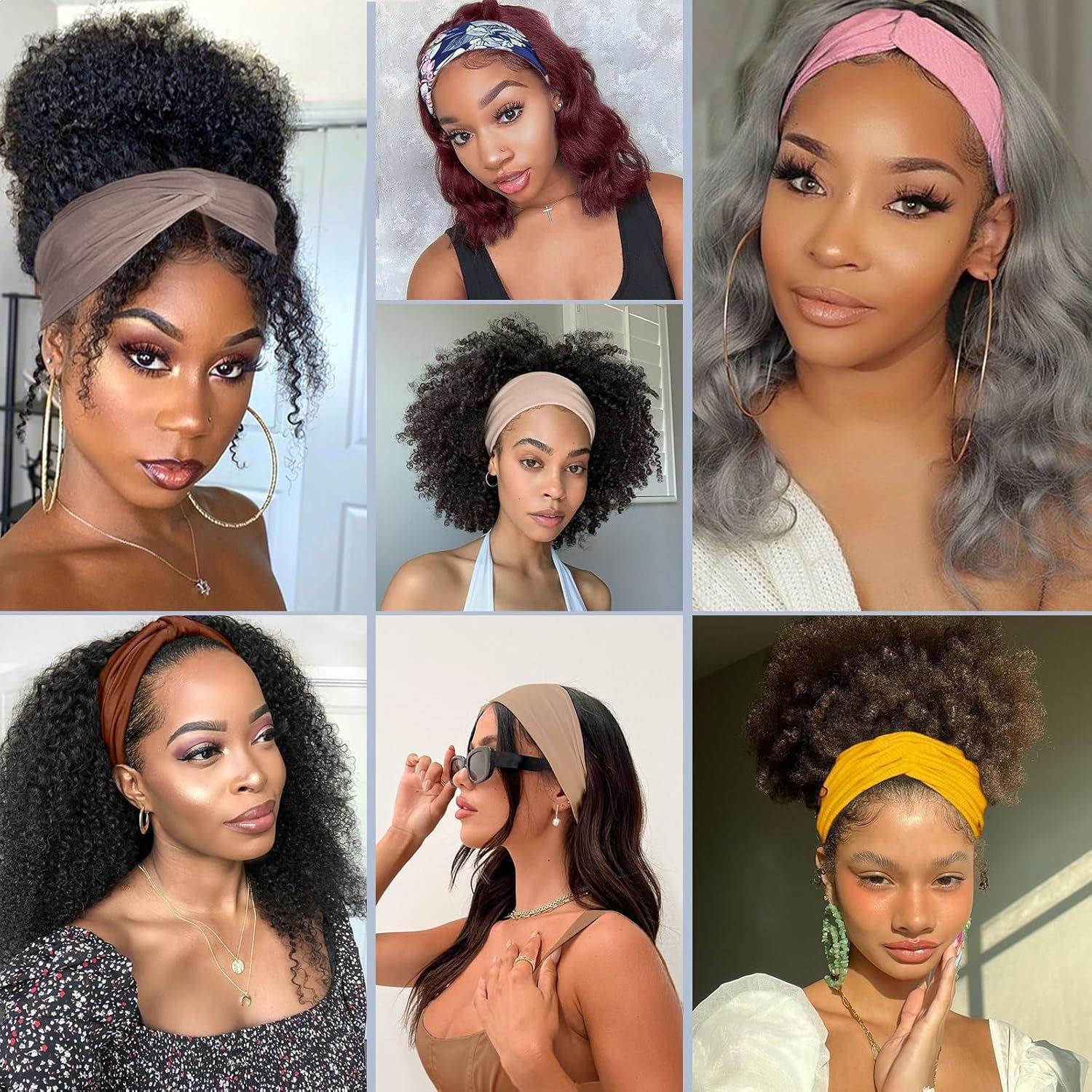 Bohemian Sports Yoga Headbands 6-Pack, Stretchy Non-slip Sweat Absorbing Turban Head Wraps for Women, Soft Comfort Hair Bands for Workout, Running, Daily Use, Great Gift for Her