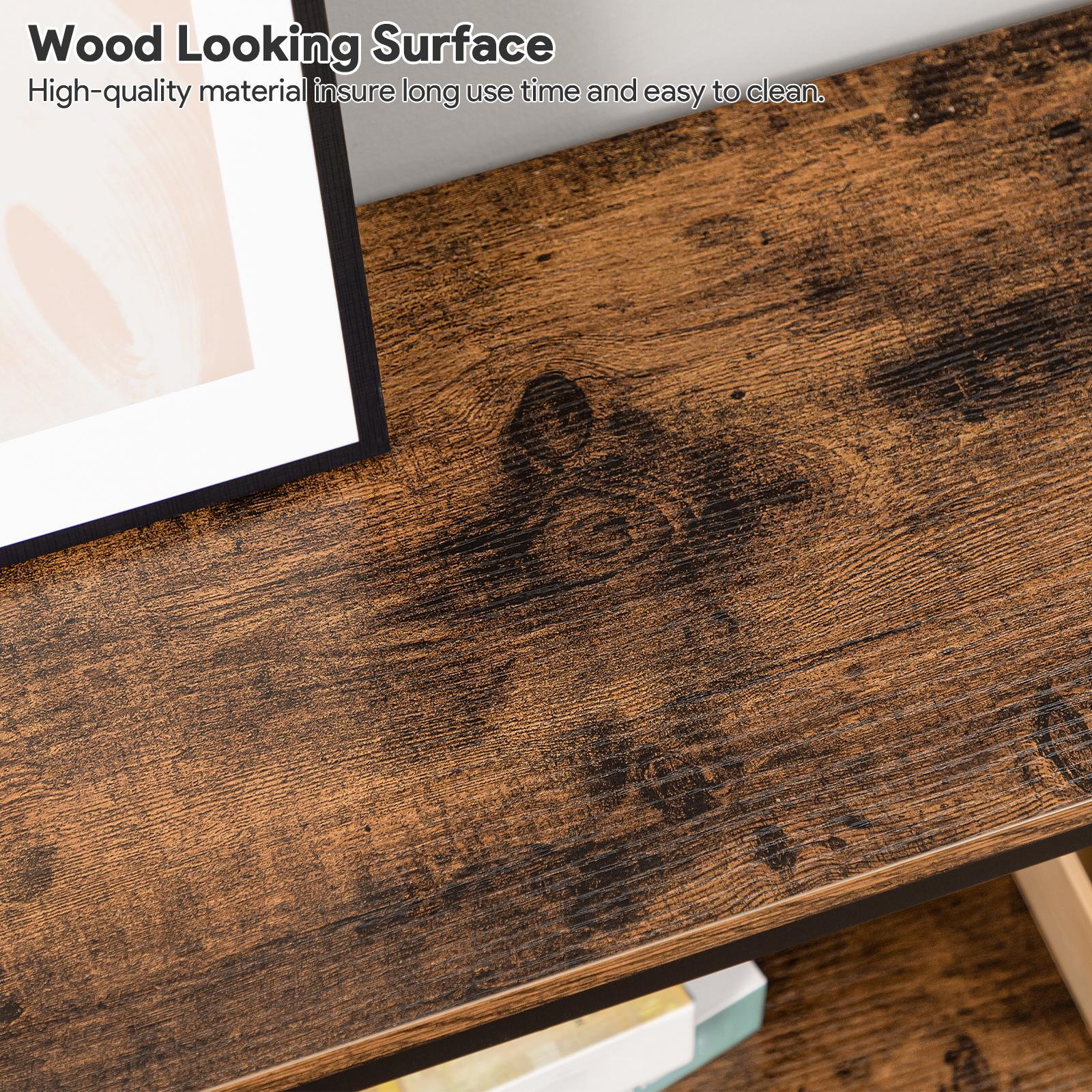 MAHANCRIS 3-Tier Industrial Console Table with Open Shelves, Foyer Table for Entryway, Hallway, Kitchen, Living Room and Bedroom, Easy Assembly, Rustic Brown