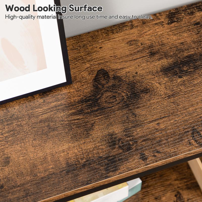 MAHANCRIS 3-Tier Industrial Console Table with Open Shelves, Foyer Table for Entryway, Hallway, Kitchen, Living Room and Bedroom, Easy Assembly, Rustic Brown