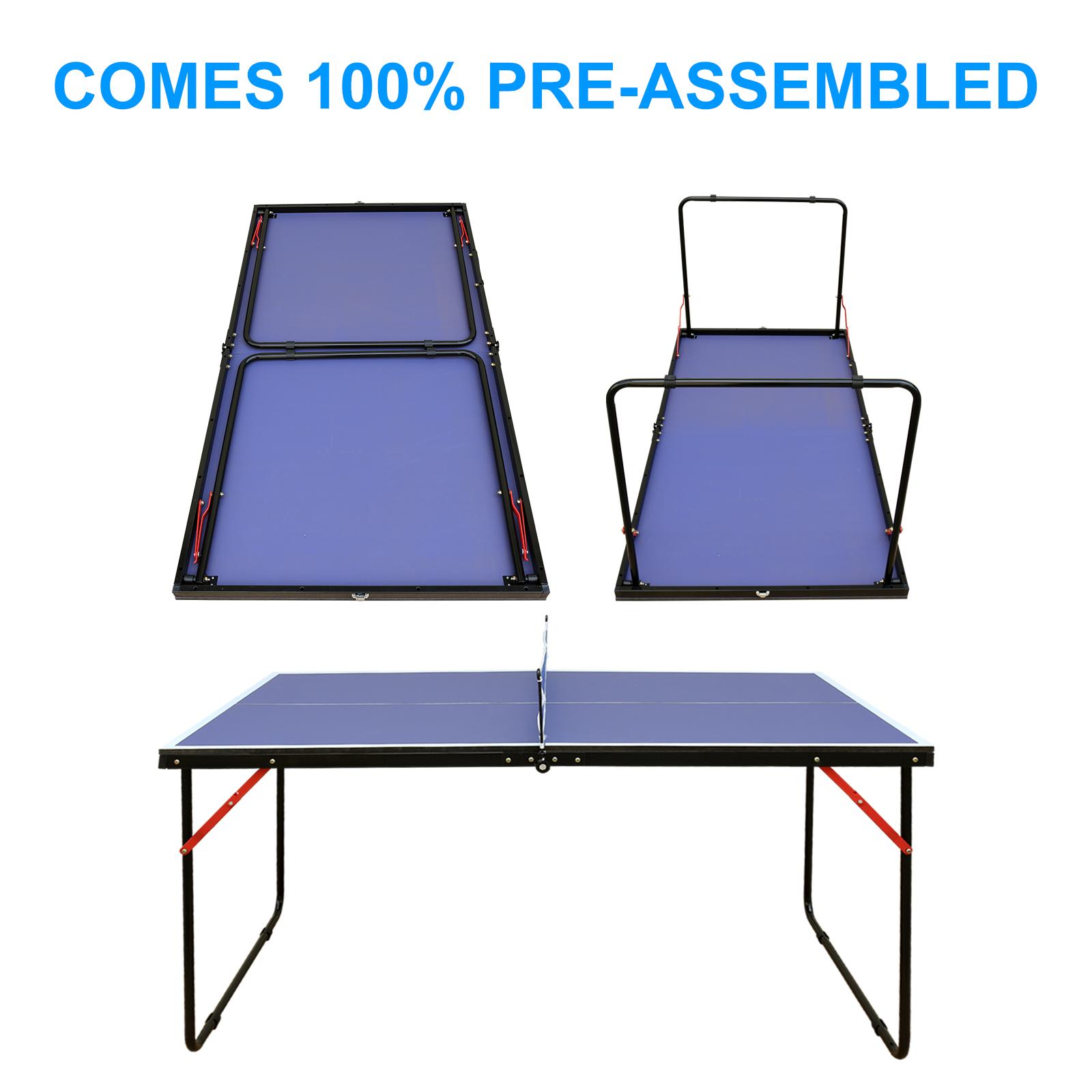 4.5ft Table Tennis Table Foldable & Portable Ping Pong Table Set with Net and 2 Ping Pong Paddles for Indoor Outdoor Game 4.5ft Table Tennis Table Foldable & Portable Ping Pong Table Set with Net and 2 Ping Pong Paddles for Indoor Outdoor Game