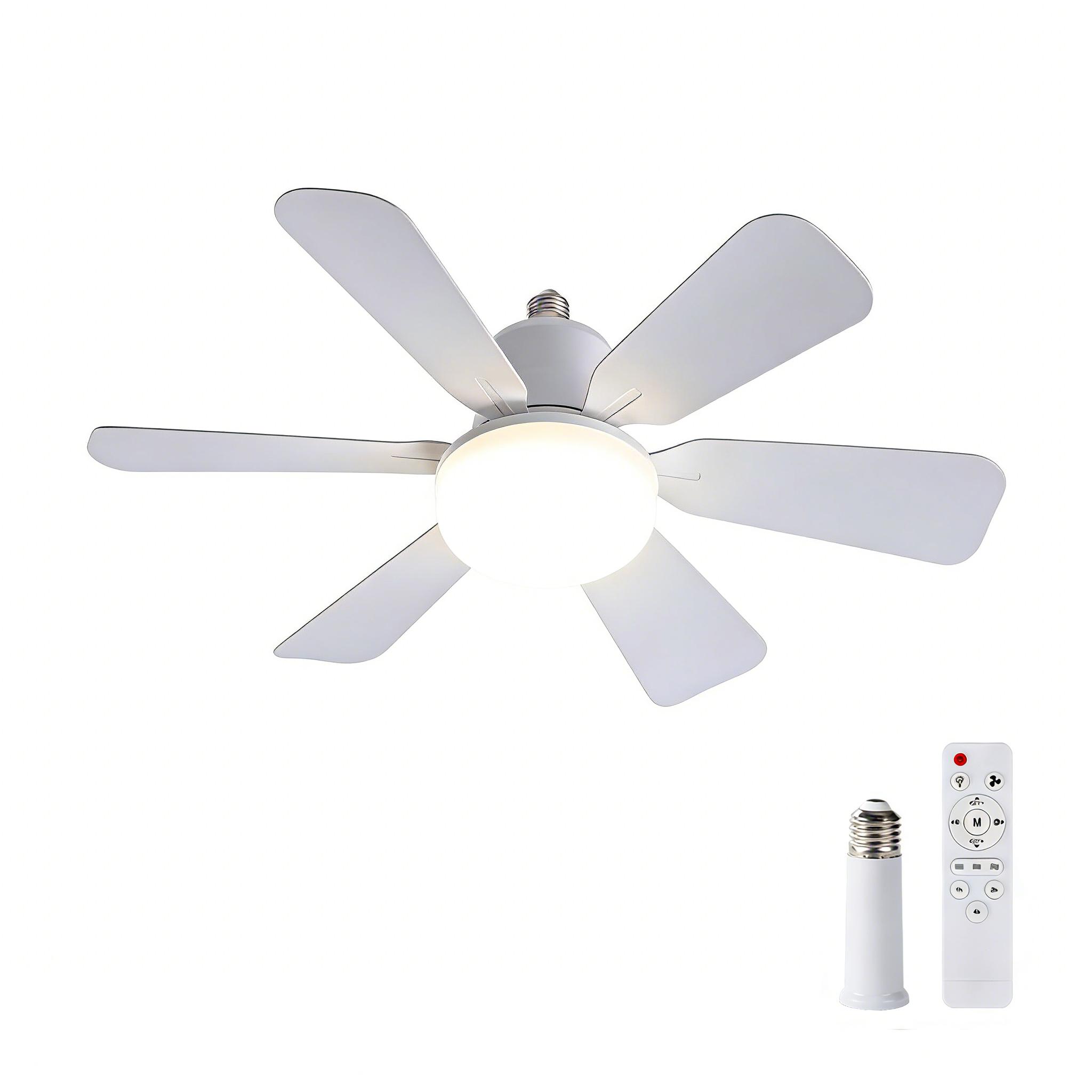 20.5" E27 Socket Ceiling Fan Light 30W-3-Speed Dimmable LED Fan Light,Remote Control for Kitchen Garage Workshop