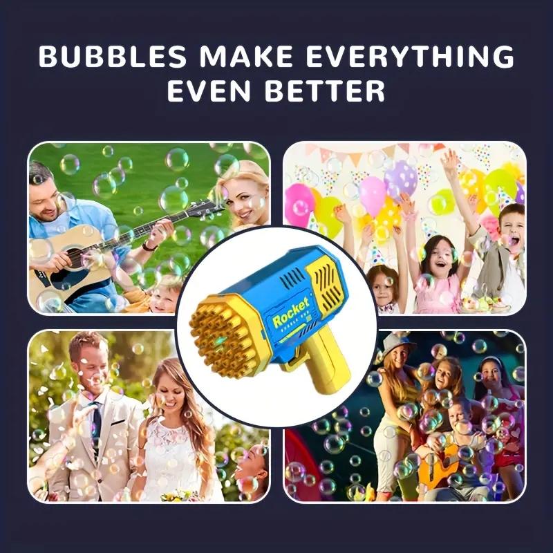 40 Hole Automatic Bubble Machine Gatling Space Outdoor Toy Rocket Launcher Bubble Blower, Fun Kids Play Equipment, Perfect for Parties & Events