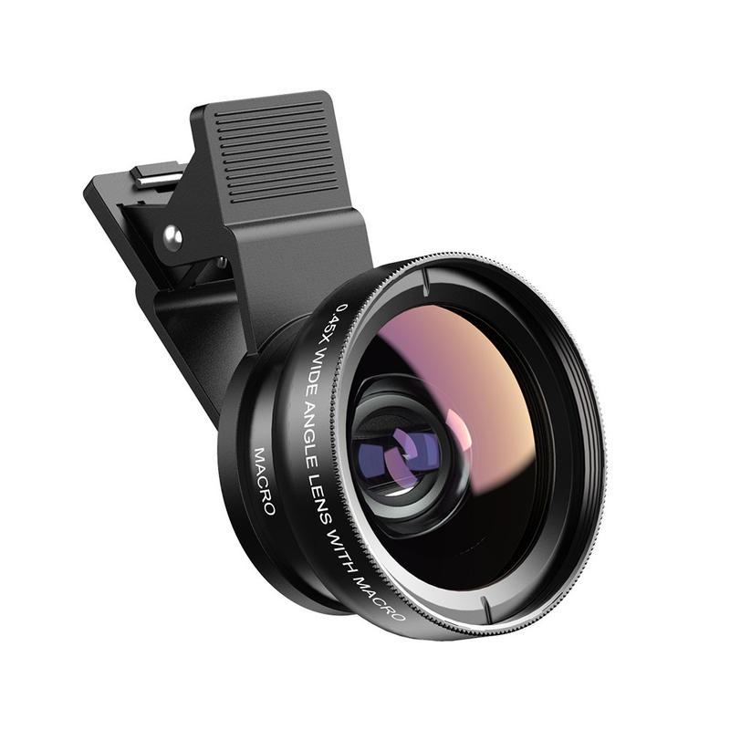 0.45X Phone Wide Angle Lens, 2-In-1 Camera Lens, 0.45x Super Wide Angle & Macro HD, Universal Clip-On for iPhone & Android Phones