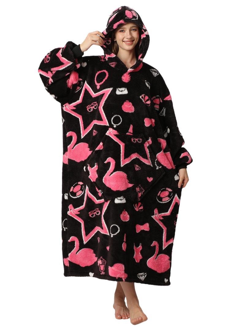 Cute Cartoon Pattern Hooded Blanket for Women Men, 1Pcs Oversized Wearable Hooded Nightwear Loungewear Womenswear Sweatshirt Pullover, Warm and Cozy, Valentine's Day Gift Large Pocket Pajamas Cute Cartoon Pattern Hooded Blanket for Women Men, 1Pcs Oversized Wearable Hooded Nightwear Loungewear Womenswear Sweatshirt Pullover, Warm and Cozy, Valentine's Day Gift Large Pocket Pajamas