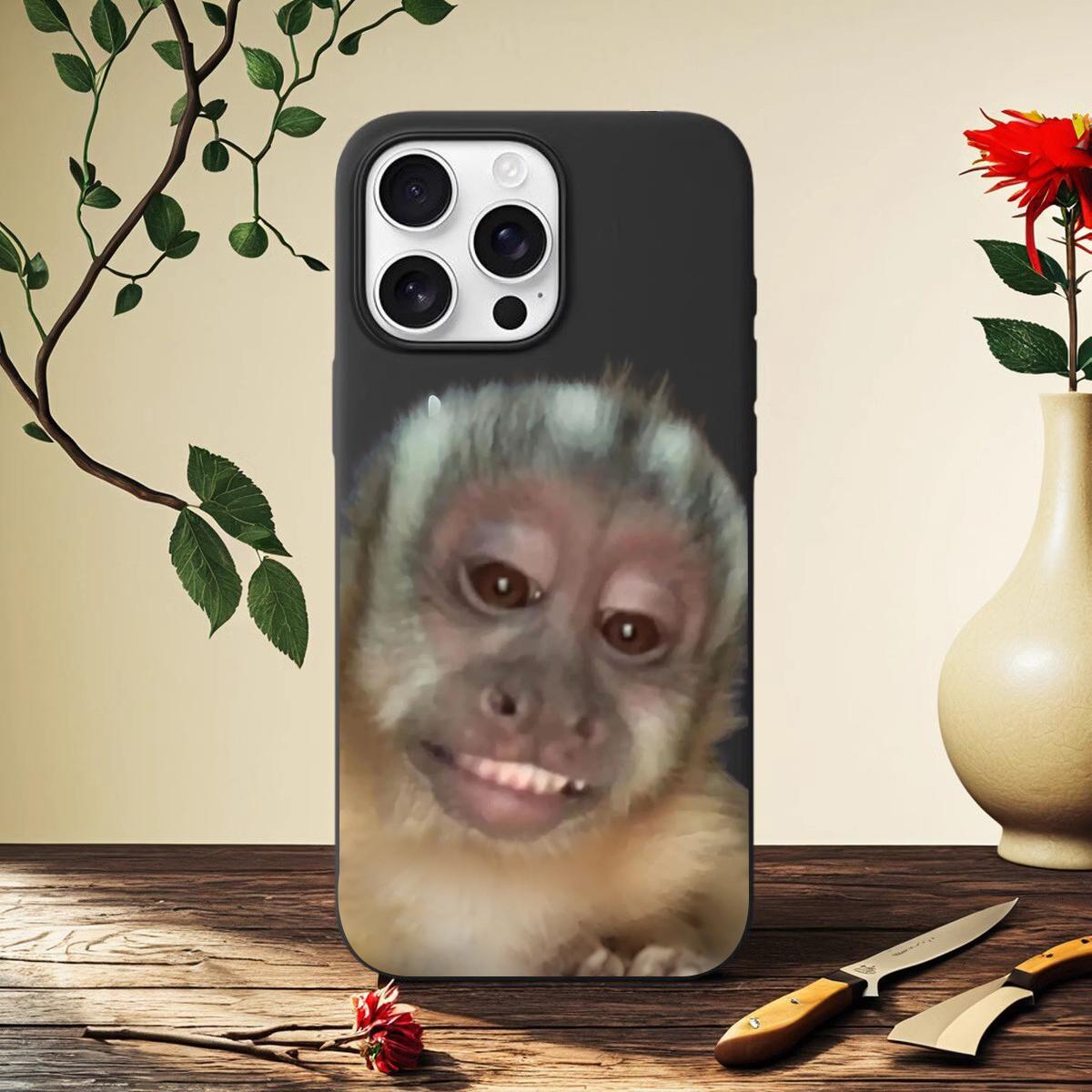 Cute Monkey Pattern Phone Case , Silicone , Shockproof ,Slim, Anti-Scratch Soft Microfiber Lining For iPhone 17 16 15 14 13 12 11 Pro Max Plus Air Y2K
