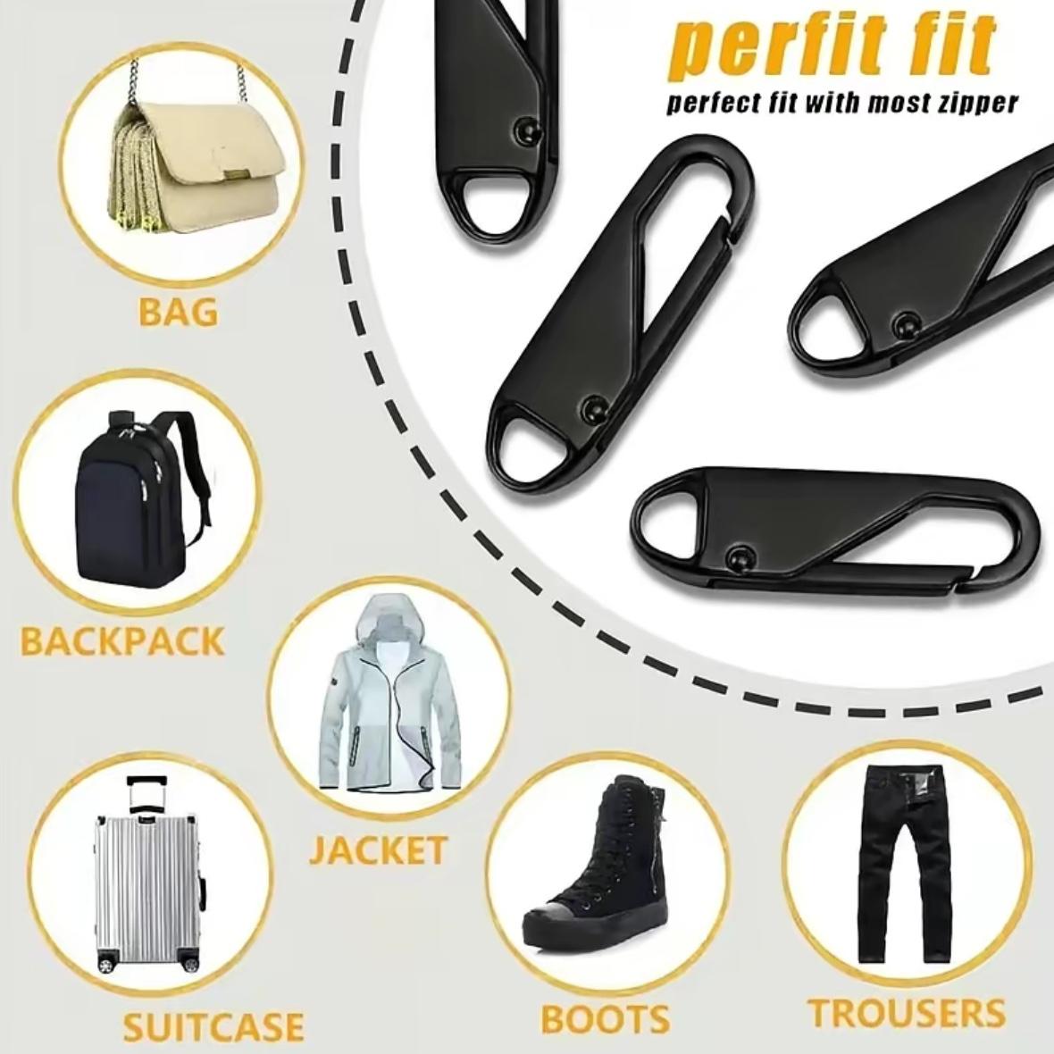 Zipper Pull Replacement,4 Counts Detachable Zipper Head, Reusable Versatile Zipper Pull for Travel Bags,Clothing,Backpacks,Boots,Wallets